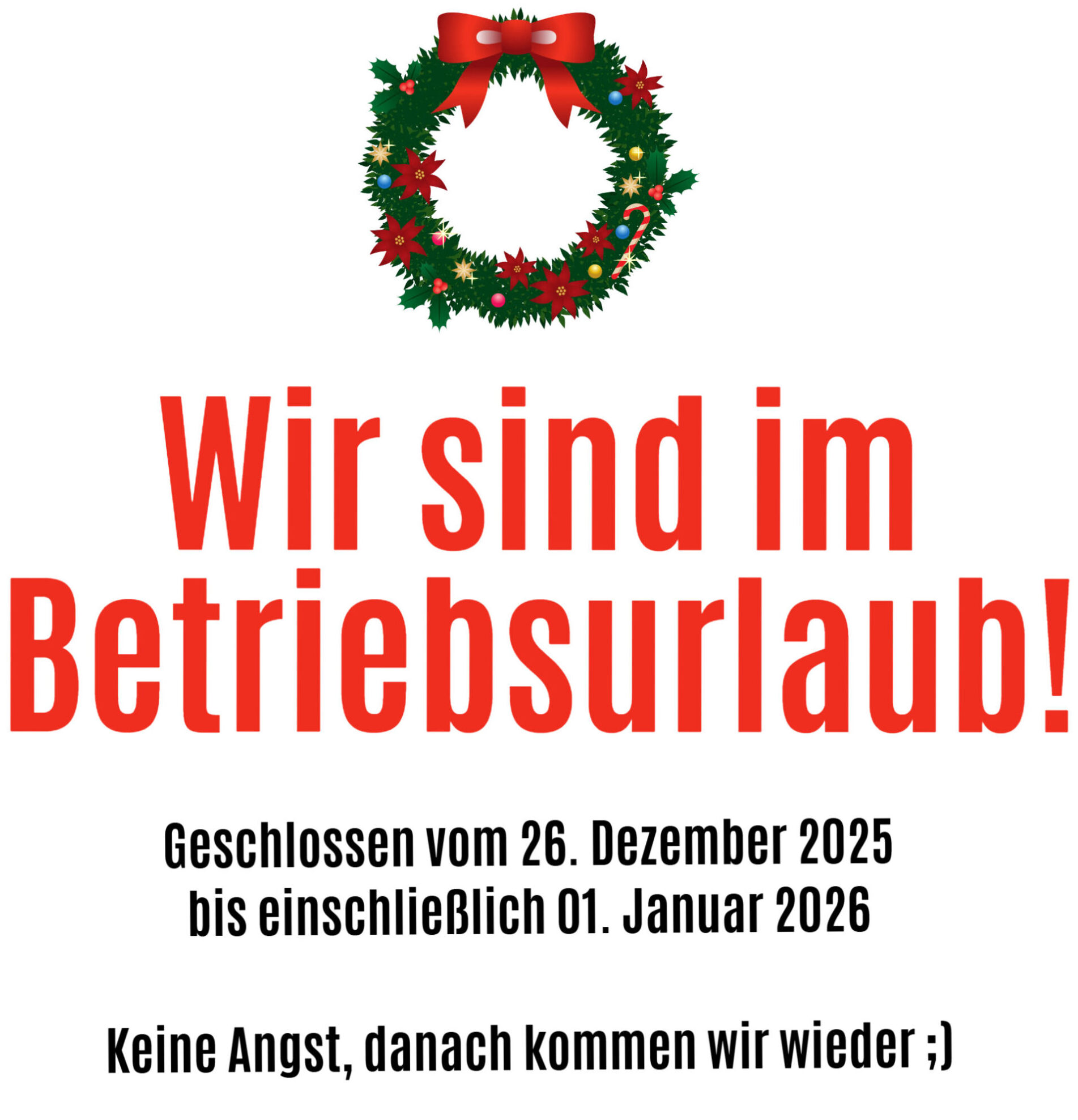 Weihnachtsurlaub 25/26